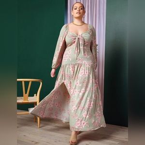 Eloquii tie front floral maxi dress size 26